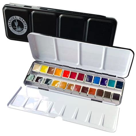 daniel smith watercolor metal box|DANIEL SMITH 24 Color Hand Poured Watercolor Half Pan Set .